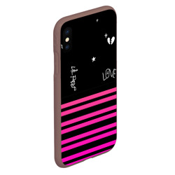 Чехол для iPhone XS Max матовый Lil Peep розовые полосы - фото 2