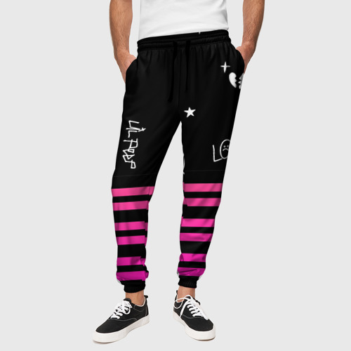 Мужские брюки 3D Lil Peep розовые полосы, цвет 3D печать - фото 4