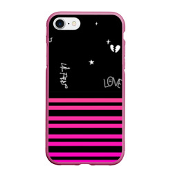 Чехол для iPhone 7/8 матовый Lil Peep розовые полосы