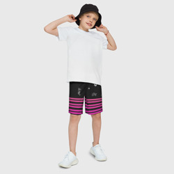 Детские спортивные шорты 3D Lil Peep розовые полосы - фото 2