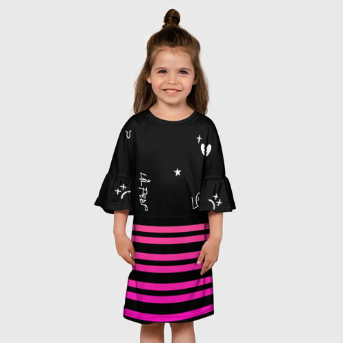 Детское платье 3D Lil Peep розовые полосы, цвет 3D печать - фото 4