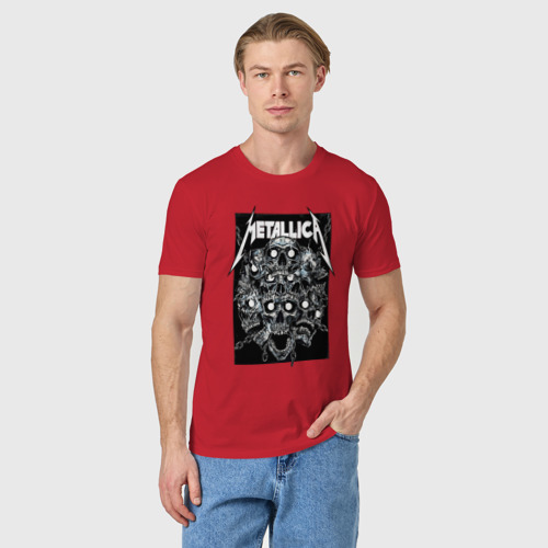 Мужская футболка хлопок Metallica - skulls , цвет красный - фото 3