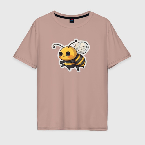 Мужская футболка хлопок Oversize с принтом Милая пчела, вид спереди #2
