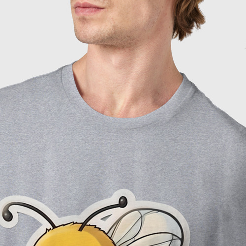 Мужская футболка хлопок с принтом Милая пчела, фото #4