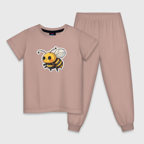 Детская пижама хлопок с принтом Милая пчела, вид спереди #2