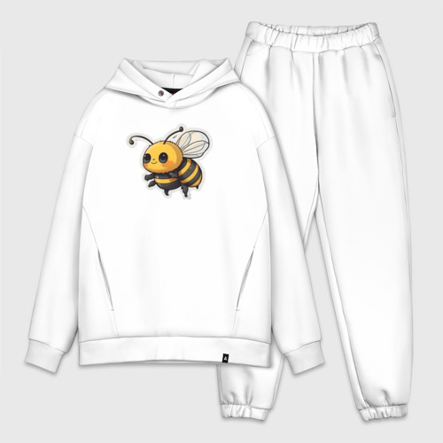 Мужской костюм oversize хлопок с принтом Милая пчела, вид спереди #2
