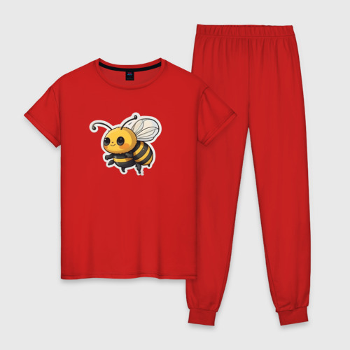 Женская пижама хлопок с принтом Милая пчела, вид спереди #2