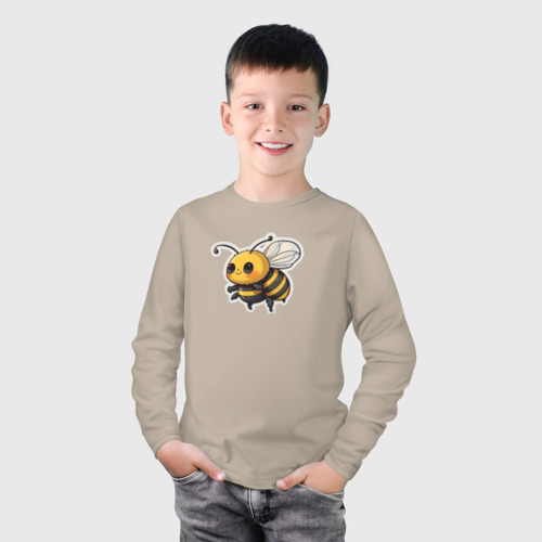 Детский лонгслив хлопок с принтом Милая пчела, фото на моделе #1