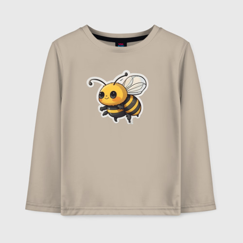 Детский лонгслив хлопок с принтом Милая пчела, вид спереди #2