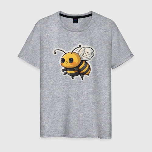 Мужская футболка хлопок с принтом Милая пчела, вид спереди #2