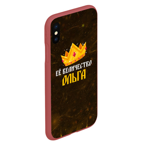 Чехол для iPhone XS Max матовый Корона её величество Ольга, цвет красный - фото 3