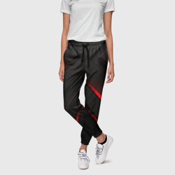 Яркий красный  свет  из  черной  абстракции – Женские брюки 3D с принтом купить