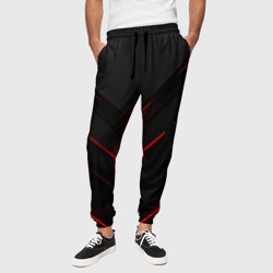 Яркий  красный  свет  из  черной  абстракции – Мужские брюки 3D с принтом купить