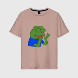Женская футболка хлопок Oversize Pepehands crying emoji