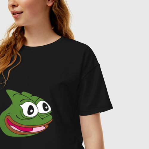 Женская футболка хлопок Oversize Pepega face, цвет черный - фото 3