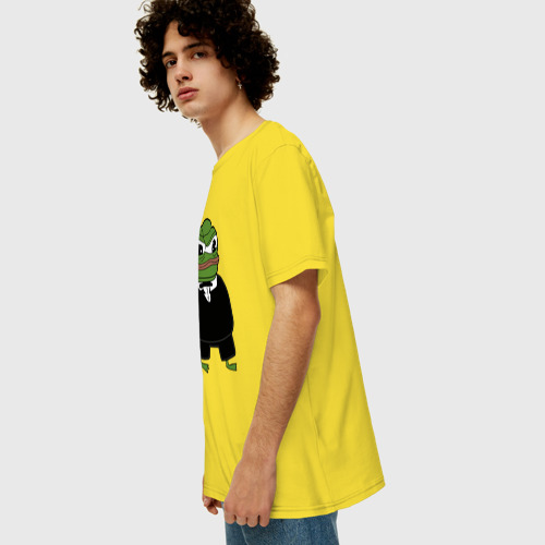 Мужская футболка хлопок Oversize с принтом Пепе в смокинге, вид сбоку #3