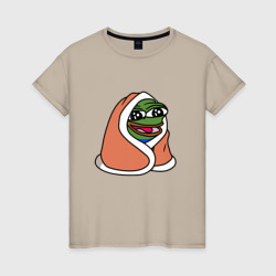 Пепе в одеяле милый эмодзи Twitch – Женская футболка хлопок с принтом купить со скидкой в -20%