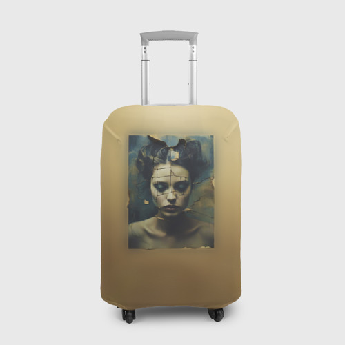 Чехол для чемодана 3D Грустный потрескавшийся портрет, цвет 3D печать