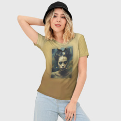 Женская футболка 3D Slim Грустный потрескавшийся портрет - фото 2