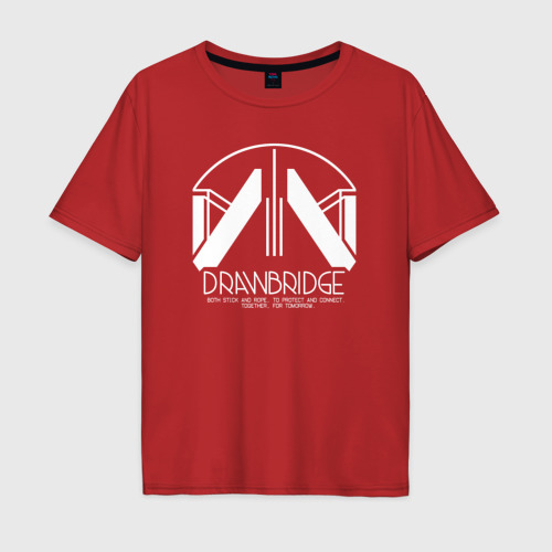 Мужская футболка хлопок Oversize с принтом Drawbridge logo death stranding 2, вид спереди #2