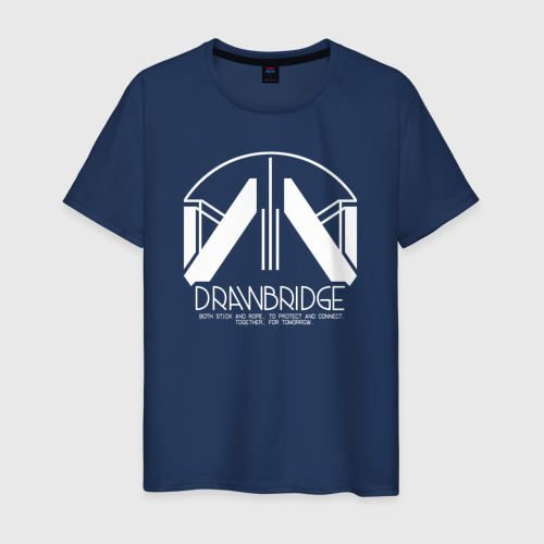 Мужская футболка из хлопка с принтом Drawbridge logo death stranding 2, вид спереди №1
