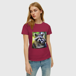 Женская футболка хлопок Два влюбленных енота: любить - фото 2