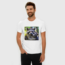 Мужская футболка хлопок Slim Два влюбленных енота: любить - фото 2