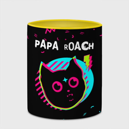 Кружка с полной запечаткой Papa Roach - rock star cat, цвет белый + желтый - фото 4