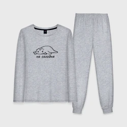 Женская пижама с лонгсливом хлопок Кошка на спине не сегодня 