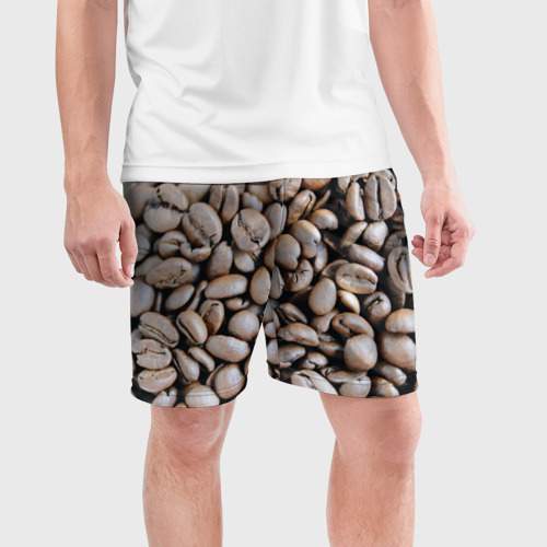Мужские шорты спортивные Кофе зёрна, цвет 3D печать - фото 3