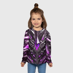 Лонгслив с принтом Камень и фиолетовый кристалл для ребенка, вид на модели спереди №3. Цвет основы: белый