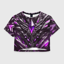 Камень и фиолетовый кристалл – Женская футболка Crop-top 3D с принтом купить