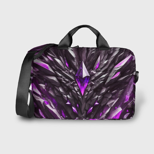 Сумка для ноутбука с принтом Камень и фиолетовый кристалл, вид спереди №1