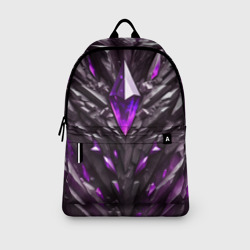 Рюкзак с принтом Камень и фиолетовый кристалл для любого человека, вид спереди №3. Цвет основы: белый