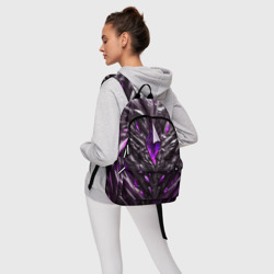 Рюкзак с принтом Камень и фиолетовый кристалл для любого человека, вид спереди №4. Цвет основы: белый