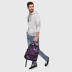 Рюкзак с принтом Камень и фиолетовый кристалл для любого человека, вид спереди №5. Цвет основы: белый