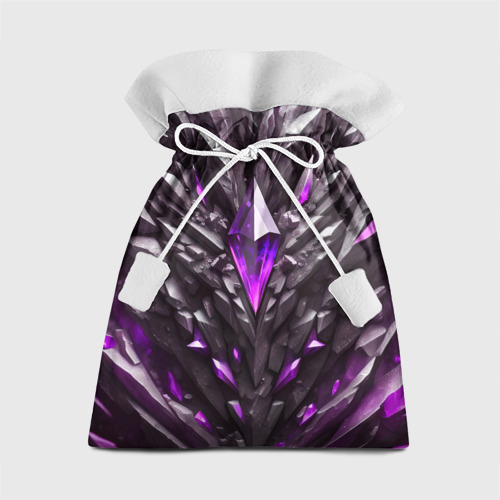 Подарочный мешок с принтом Камень и фиолетовый кристалл, вид спереди №1