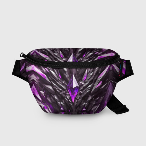 Поясная сумка с принтом Камень и фиолетовый кристалл, вид спереди №1