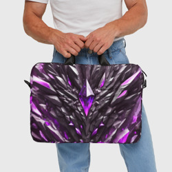 Сумка с принтом Камень и фиолетовый кристалл для любого человека, вид спереди №3. Цвет основы: белый