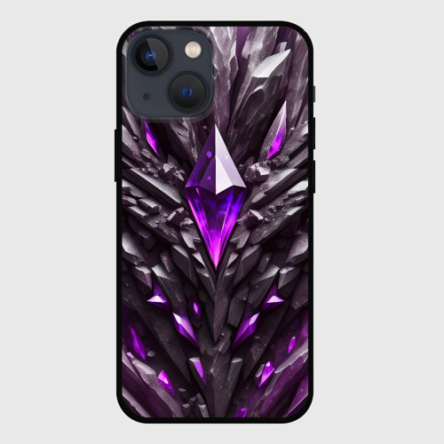 Чехол для iPhone 13 mini с принтом Камень и фиолетовый кристалл, вид спереди №1