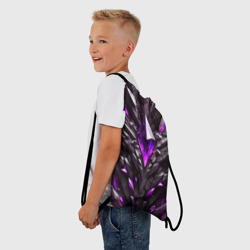 Рюкзак с принтом Камень и фиолетовый кристалл для любого человека, вид спереди №2. Цвет основы: белый