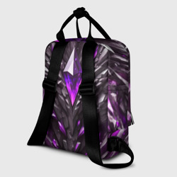 Рюкзак с принтом Камень и фиолетовый кристалл для женщины, вид на модели сзади №1. Цвет основы: белый