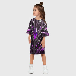 Платье с принтом Камень и фиолетовый кристалл для ребенка, вид на модели спереди №2. Цвет основы: белый