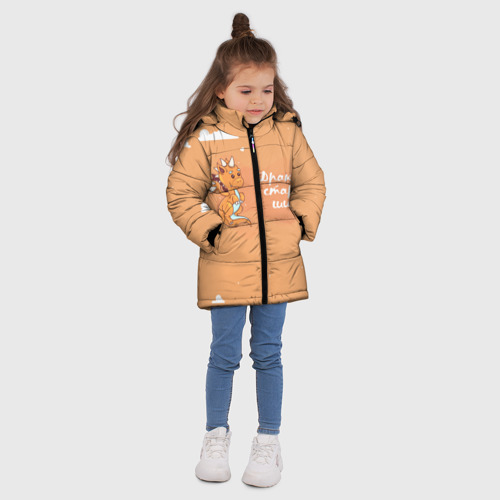 Зимняя куртка для девочек 3D Старший дракон, цвет черный - фото 5
