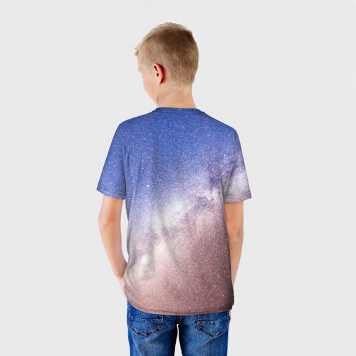 Детская футболка 3D с принтом Галактика млечный путь, вид сзади #2