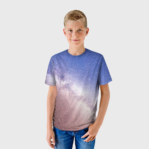 Детская футболка 3D с принтом Галактика млечный путь, фото на моделе #1
