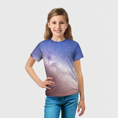 Детская футболка 3D с принтом Галактика млечный путь, вид сбоку #3