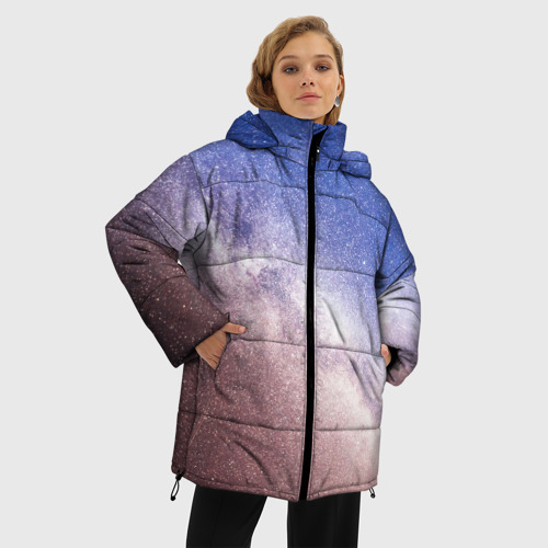 Женская зимняя куртка 3D с принтом Галактика млечный путь, фото на моделе #1