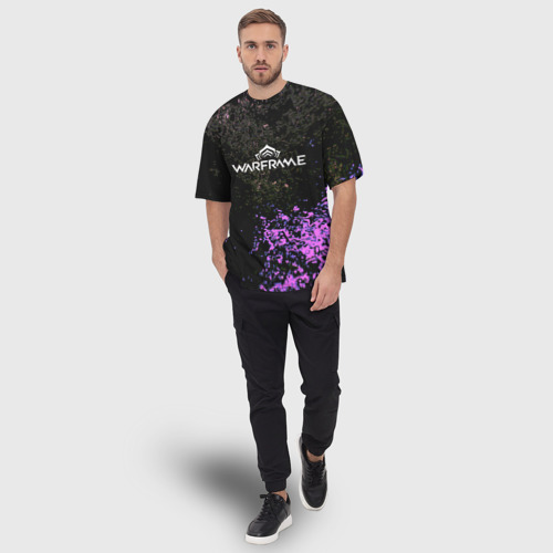 Мужская футболка oversize 3D Warframe брызги неоновых красок, цвет 3D печать - фото 5