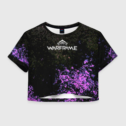 Женская футболка Crop-top 3D Warframe брызги неоновых красок
